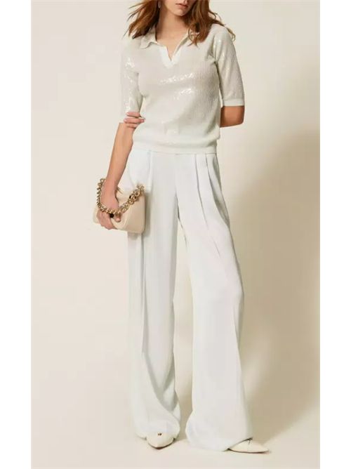 POLO SHIRT WITH SEQUINS TWIN SET | 261TP330013162 AQUA